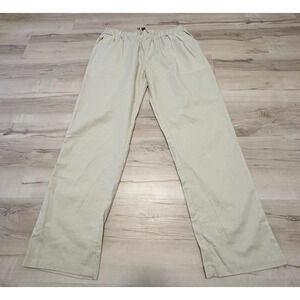Sir 7‎ Women XL Pants Cotton Flax Wide Leg Elastic Waist Pockets Beige NWT